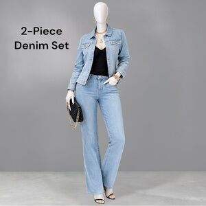 Ashro “Maxine” Studded Denim Jacket & Pants Set